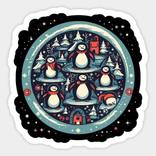 Penguin in Ornament, Love Penguins Sticker